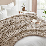 Handmade Chunky Knit Chenille Yarn Throw Blanket 50"x60"