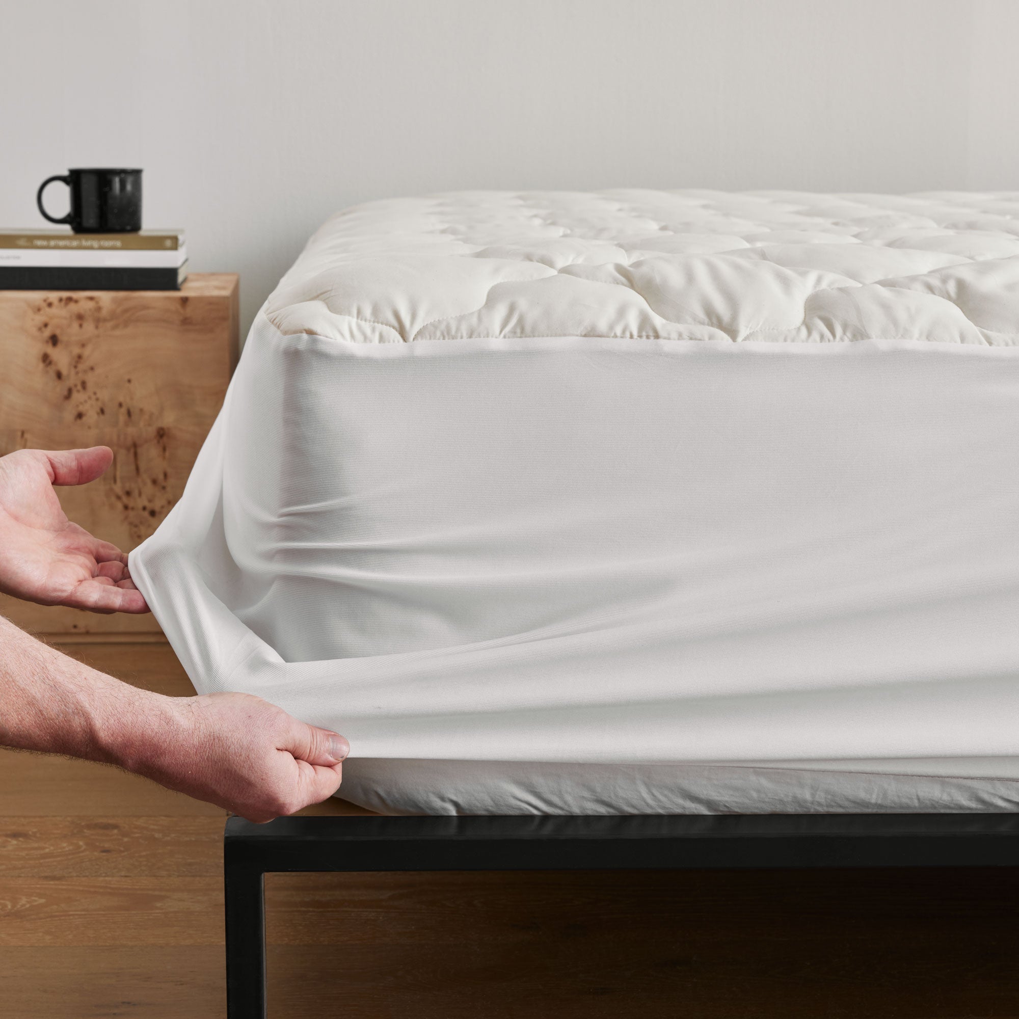 The waterproof protector is covered in the shades of natural material organic cotton or off-white tones. Enjoy extra comfort with this additional layer of comfort white mattress cover on your up to 15 inch deep mattress.