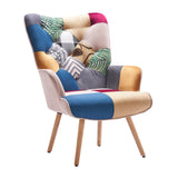 Upholstered Wingback Accent Chair with Rubberwood Legs & Levelers