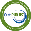CertiPUR-US logo with text: Contains certified flexible polyurethane foam. www.certipur.us.