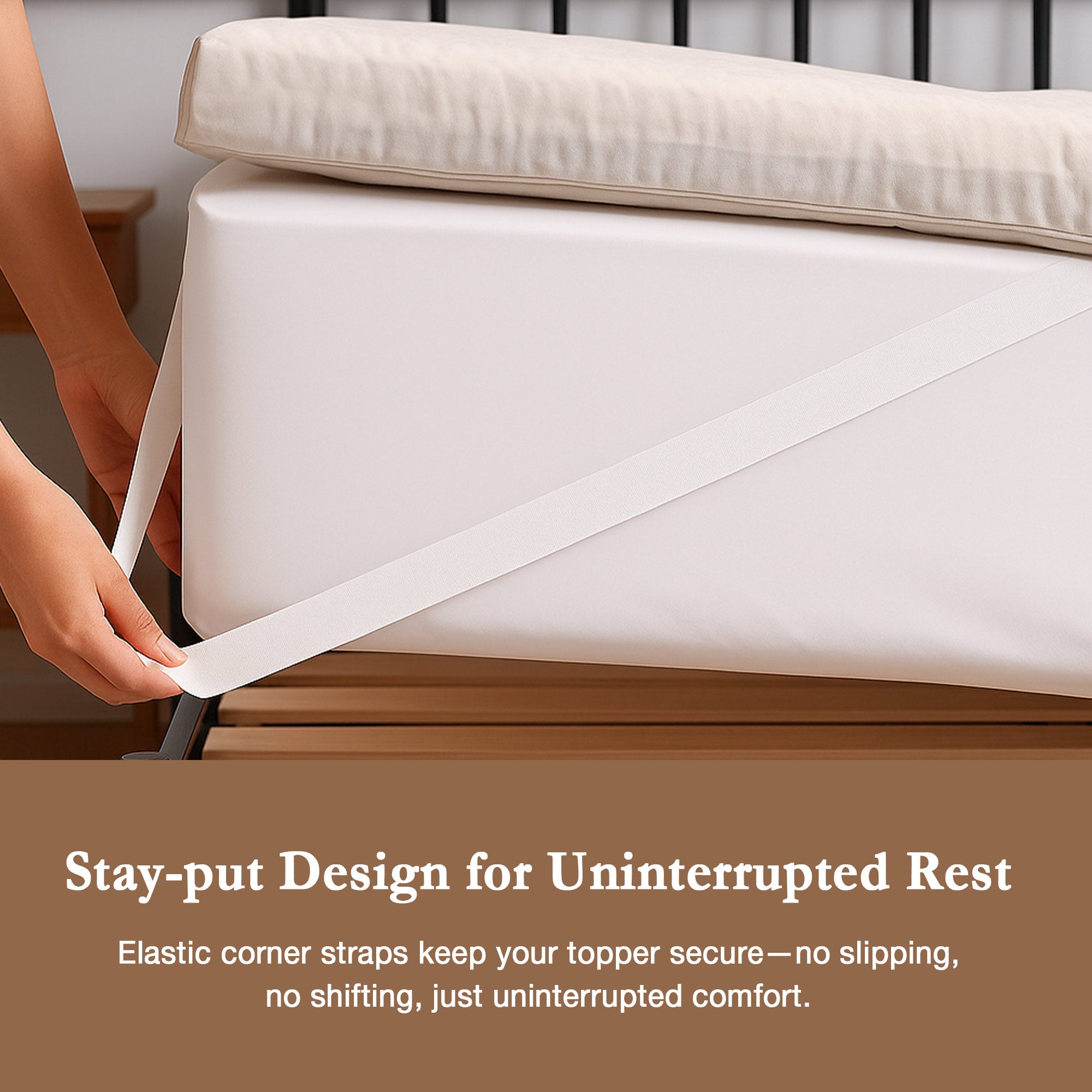The organic cotton mattress encasement is covered in the serene tones of off-white. Turn your bedroom into a comfortable sleep environment with this washing machine friendly wash cover in off white.