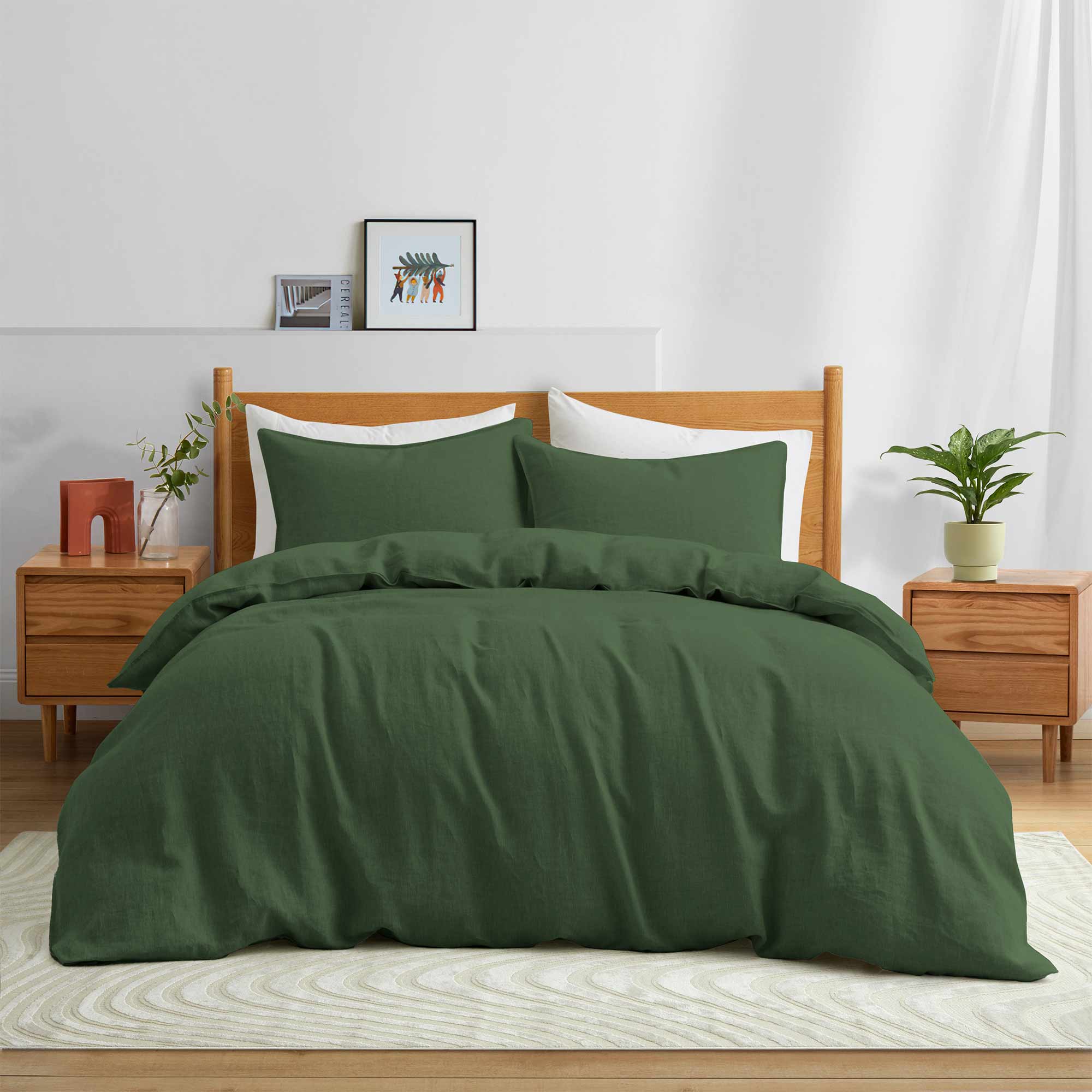 This bedspread comforter cover set comes in foresty shades of lunar green. By following the care tips, you can add a touch of mystical nature to your room and luxury bed sheet with this goose down duvet cover.