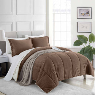 The medium-weight down alternative comforter is brushed in the solid color palette of deep brown. Add a cozy touch of autumnal hues to your bedroom aesthetic with this down alternative comforter.