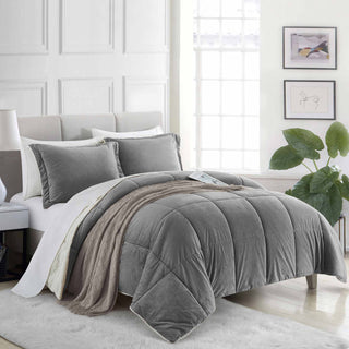 This all-season down alternative comforter is covered in the rich tones of dark grey. Bring contemporary home trends to the beautiful design of your bedroom with these down alternative comforters.