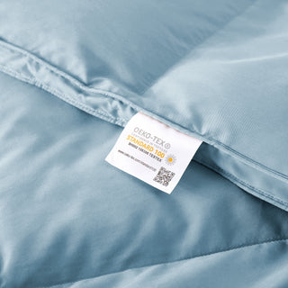 Wrap yourself in the warmth and comfort of our all-season use comforter in a sophisticated steel blue shade, offering a cozy and luxurious way to stay comfortable and stylish throughout the night.