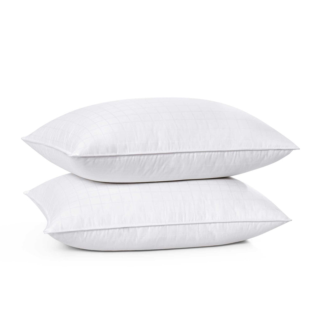 2 Pack Premium Down Around Pillow Medium Support, Pillow-in-a-pillow design, 300 TC, 100% Cotton Fabric - King