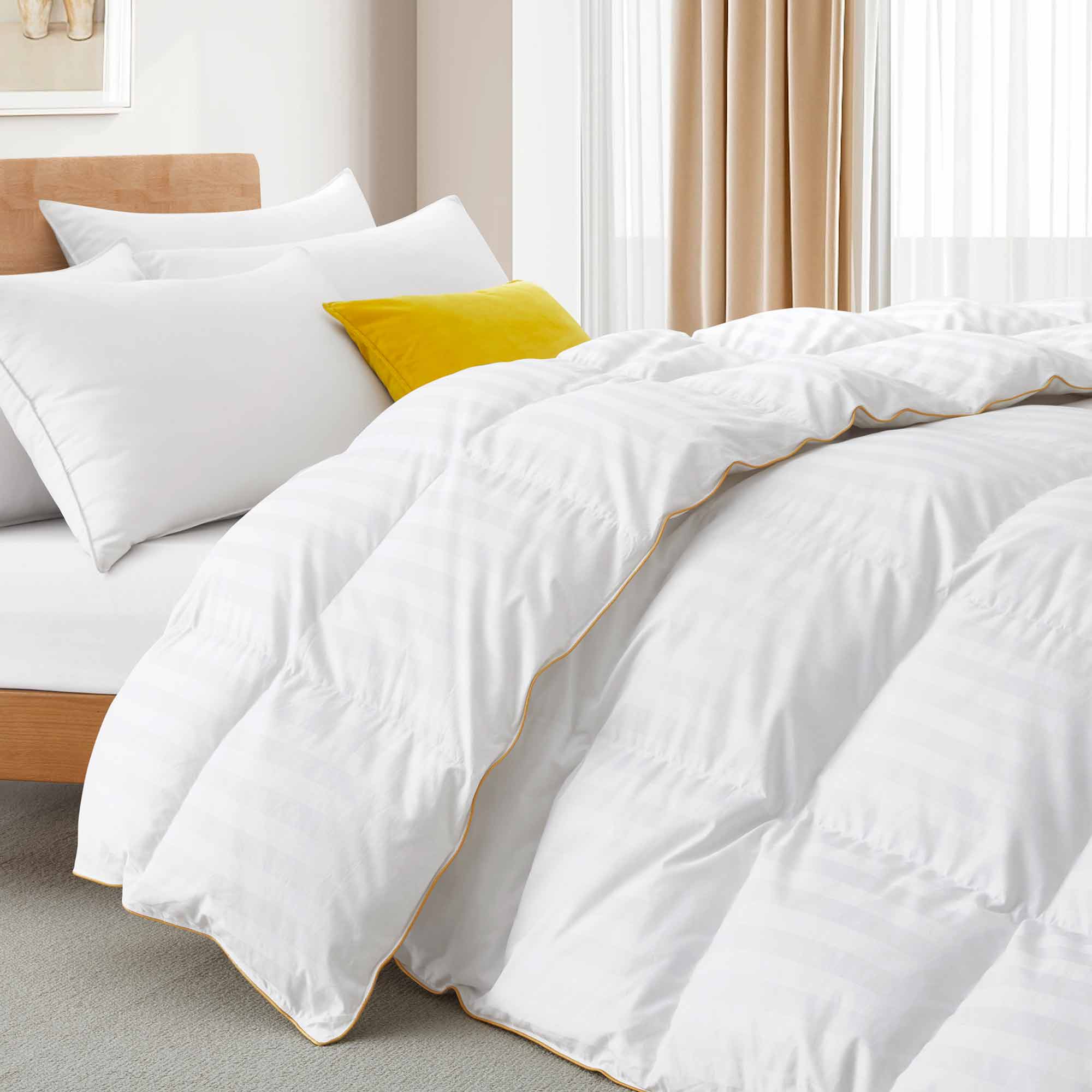 All Seasons King White Goose Feather Down Comforter 100% Cotton Cover 500 TC