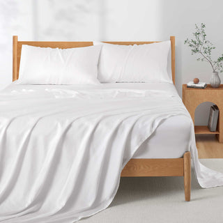 The coolest sheet made with eucalyptus fibers is covered in the solid colors of white. Enjoy cool sleep with this Tencel Lyocell Sheet set in white.