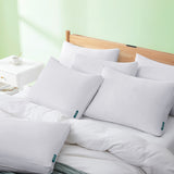 This entire bedding pillow is covered in solid white hues. Add a touch of sophistication to your bedroom with this down goosefeather pillow.